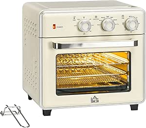 HOMCOM 7-in-1 Toaster Oven, 20L 4-Slice Convection Oven with Warm, Broil, Toast, Bake, Air Fryer Setting, 60min Timer and Adjustable Thermostat, 4 Accessories, 1400W for Countertop