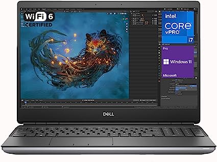 Dell Precision 7560 Mobile Workstation Business Laptop, 15.6" FHD Display, Intel i7-11850H vPro Processor, 40GB RAM, 2TB SSD, HDMI, RJ-45, Mini DP Port, SD Card Reader, Wi-Fi 6, Windows 11 Pro, Grey