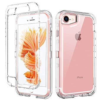 iPhone 8 Case,iPhone 7 Case,iPhone 6S Case,iPhone 6 Case,BENTOBEN Transparent Clear Heavy Duty Rugged Full Body Shockproof 3 in 1 Hard PC Soft TPU Bumper Protective Phone Case Cover, Crystal Clear