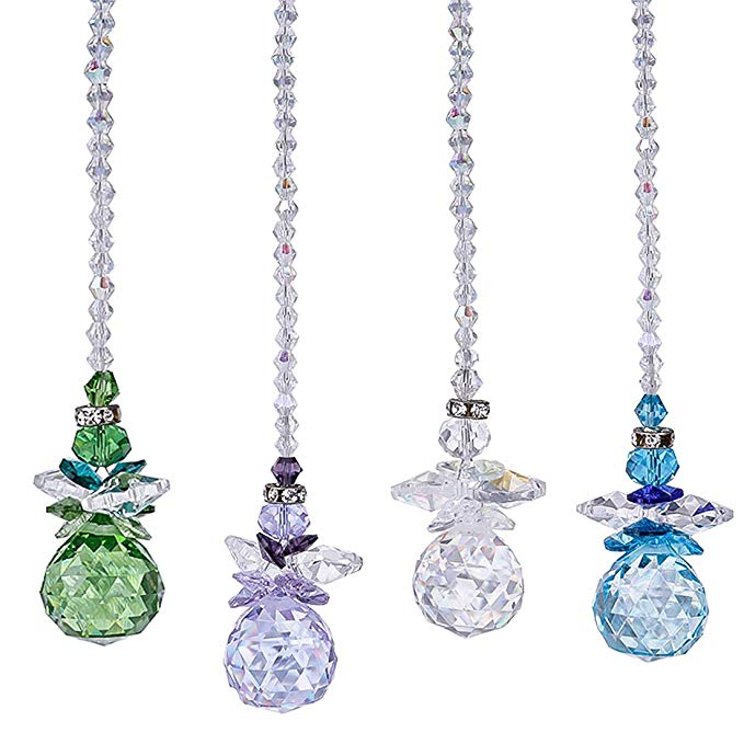 H&D Beautiful Angel Crystal Ball Pendant Chandelier Decor Hanging Prism Ornaments,Crystal Ornament Ball Suncatcher Window Prisms,Pack of 4