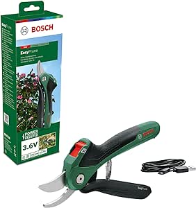 Bosch Sécateur sans fil EasyPrune Bosch (batterie de 3,6 V intégrée ; 450 coupes par charge de batterie ; rechargeable à l’aide d’un câble micro-USB ; livré dans un carton)