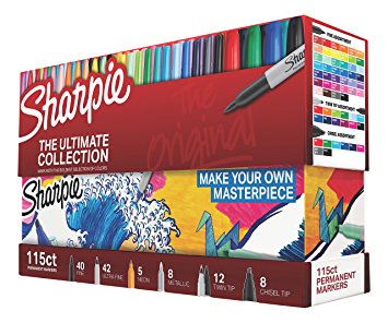 Sharpie Permanent Markers Ultimate Collection, Assorted Tips and Colors, 115 Count