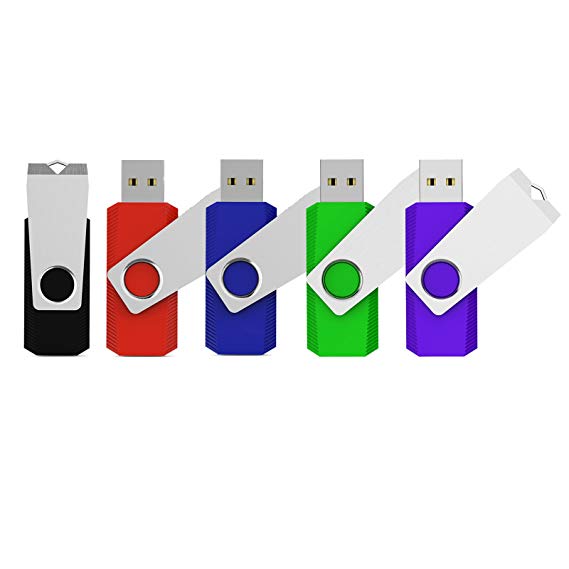K&ZZ 5pcs 8GB USB 2.0 Colorful Flash Drive Memory Stick Thumb Drives(Five Mixed Colors: Black Red Blue Green Purple)