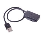 USB 20 to 76 13Pin Slimline SATA Laptop CDDVD Rom Optical Drive Adapter Cable BlackWhite