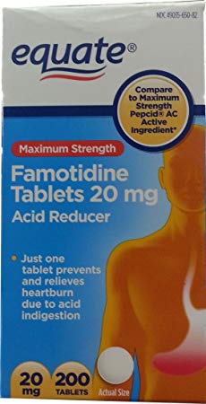Maximum Strength Famotidine Tablets 20mg, 200ct, Acid Reducer, By Equate, Compare to Maximum Strength Pepcid AC