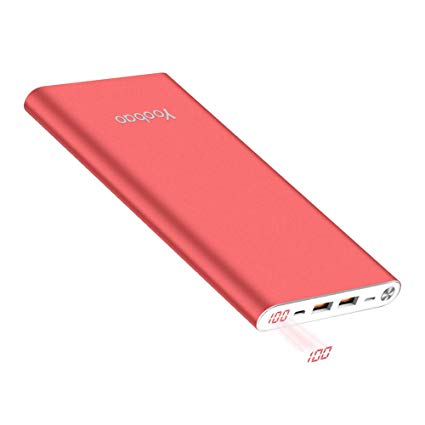 Yoobao Power Bank 20000mAh High Capacity External Battery Pack Powerbank Cell Phone Battery Backup Charger with Dual Input & Output Compatible iPhone X 8 7 Plus, iPad Tablet & More - Red