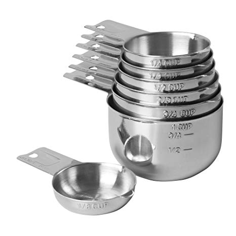 Measuring Cups 7 Piece - New (Coffee Scoop) 1/8 cup Stainless Steel Nesting set by KitchenMade.