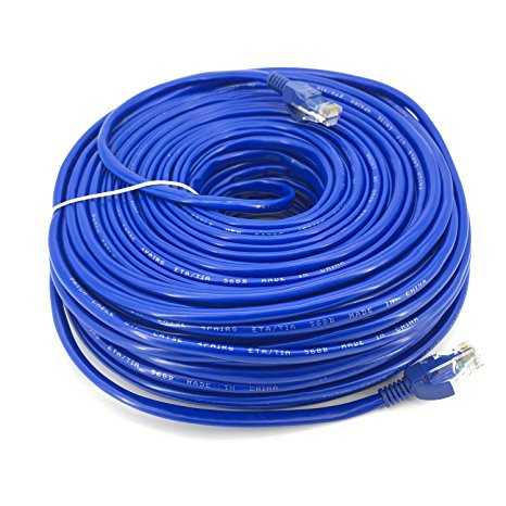 Pasow Cat5e Ethernet Patch Cable RJ45 Computer Networking Cord Lan Network Cable (Blue, 120 Feet (40 Meters))