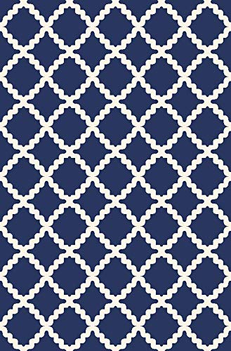 ADGO Non-Slip Rug Collection Rubber Back Washable Non-Skid Area Rugs | Throw Rugs for Entryway, Bedroom and Kitchen Thin Low Profile Indoor & Outdoor Floor Rug (3' x 5', AD10076 - Royal Blue White)