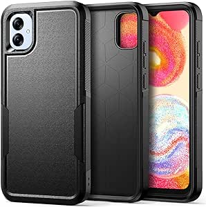 Defender for Samsung Galaxy A04E Case, Heavy Duty Hard Back & Soft Edge TPU Slim Anti-Drop Armor Rugged Premium Shockproof Protector Phone Case Cover for Galaxy A04E (Black)