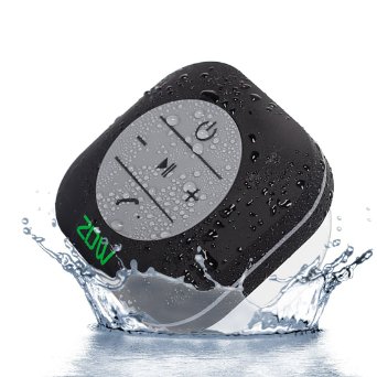 ZDW BTS-08 Bluetooth Waterproof Shower Speakers with Suction Cup, Black
