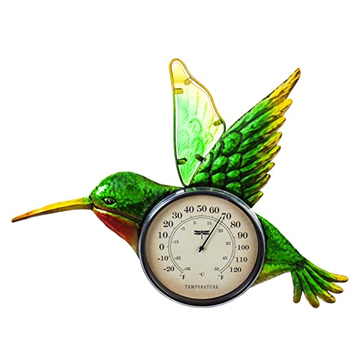 Evergreen Garden Hummingbird Outdoor Wall Thermometer