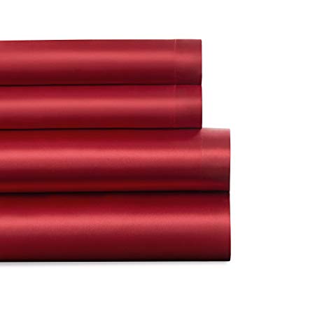BALTIC LINEN Luxury Satin Super Soft Sheet Sets, Queen, Red