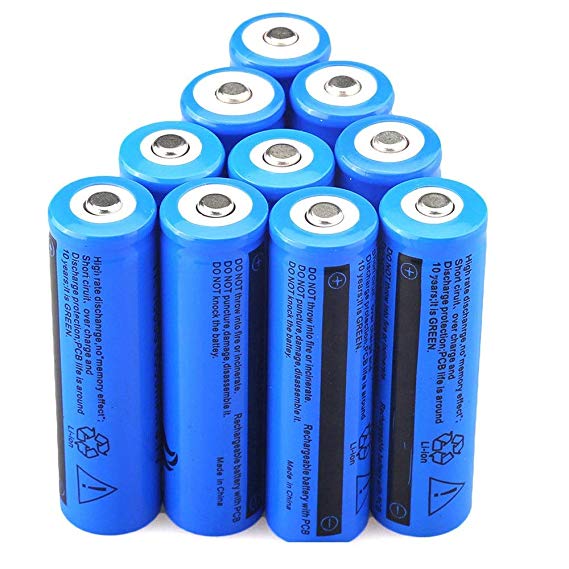 Batteries 10 pcs Rechargeable Battery 18650 3.7V 5000mAH Li-ion High-Capacity for Flashlight Torch