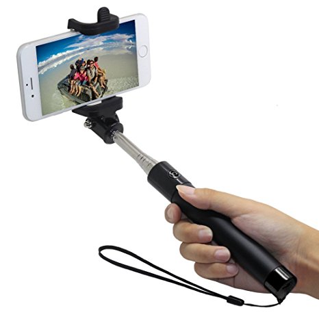 Selfie Stick, Foxx Bluetooth Smart Phone Monopod, Integrated Foldable Aid for Taking Photographs with Cell Phone, Extends to 31.5 inches (Black)