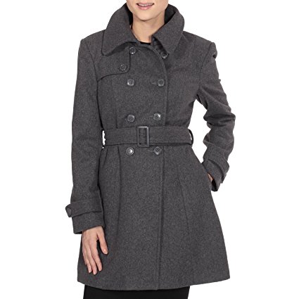 Alpine Swiss Keira Women's Wool Double Breasted Belted Trench Coat