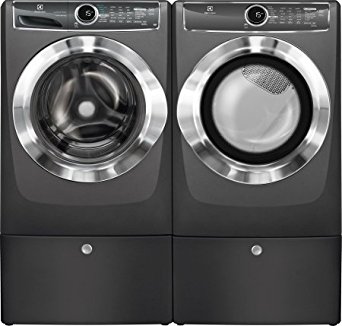 Perfect Steam EFLS617STT 4.4 Cu. Ft. Washer with LuxCare Wash, EFME617STT 27" Energy Star Front Load Electric Dryer with 8 cu. ft. Capacity and 2x Electrolux EPWD157STT, in Titanium
