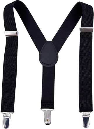 AWAYTR Suspenders for Boys Child Kids Adjustable - Elastic Y Shape Soild Color Suspender