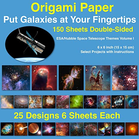 Origami Paper of Galaxies at Your Fingertips, 6x6 inch Double Sided 150 Sheets, 25 Designs of Beautiful Hubble Space Images, Easy Folding for Paper Arts Crafts, Kids, School Teachers