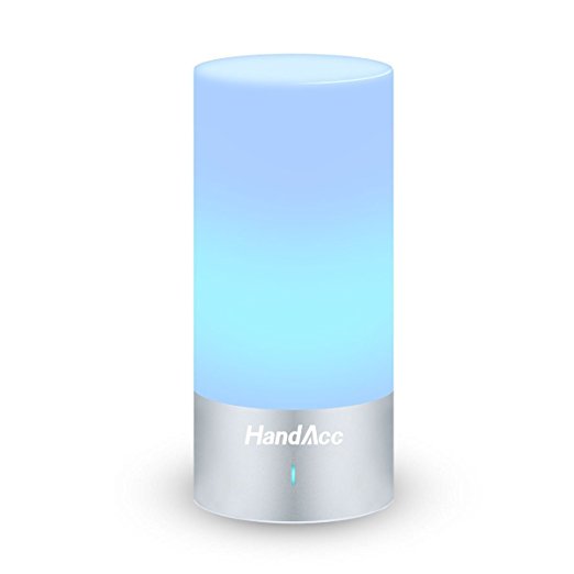 HandAcc Bedside Lamp, Touch Sensor Table Lamp   Dimmable Warm White Light & Color Changing RGB with UL Verified Adapter