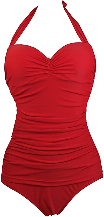 COCOSHIP 50s Elegant Inspired Retro Vintage One Piece Pin Up Monokinis Swimsuit(FBA)