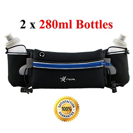 Hydration Belt for Runners with Water Bottles (2 x BPA-free 10oz) /Running Fuel Belt/Runners Waist Pack Fits iPhone6/6s/6 Plus (Blue)