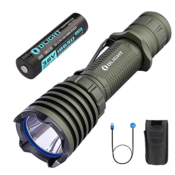 OLIGHT Warrior X 2000 Lumens Cree XHP35 NW 560 Meter Throw USB Magnetic Rechargeable Tail Switch Tactical Flashlight for Outdoor Camping Hunting Hiking,18650 Battery Patch