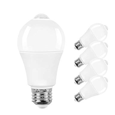 KINDEEP Motion Sensor Light Bulb, A60 12W LED Smart Bulb Dusk to Dawn, E26 Base, 3000K, Soft White, Auto On/Off, 4 Packs