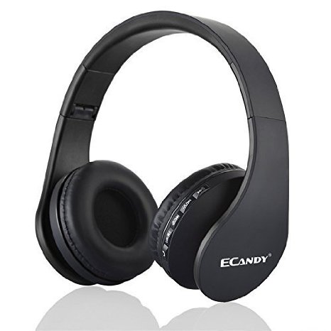 Ecandy Bluetooth Wireless Over-ear Stereo Headphones WirelessWired Headsets with Microphone for Music Streaming For iPhone 6s 6 5s 4s iPad iPod Samsung Galaxy Smart Phones Bluetooth Devices