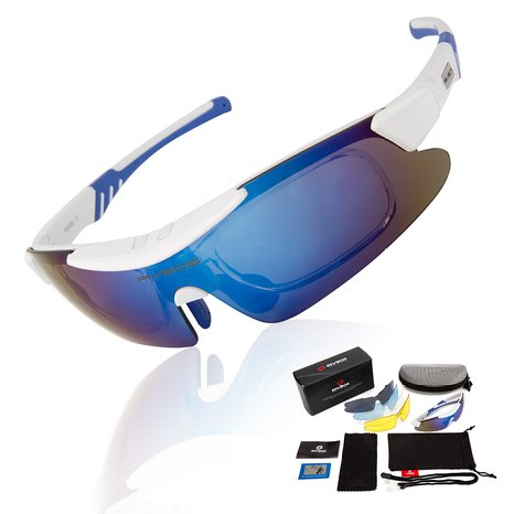 RIVBOSreg Polarized Sports Sunglasses Mens Womens Glasses with 5 Interchangeable lens for Cycling Running Baseball RB0839
