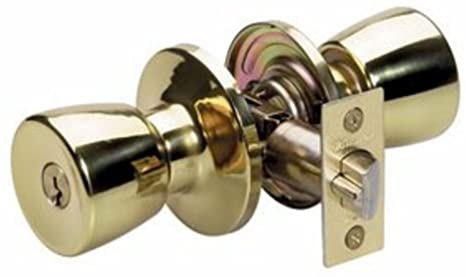 Master Lock TUO0103T Tulip Keyed Entry Door Knob with SilvaBond Antimicrobial Finish, Polished Brass, 2-Pack