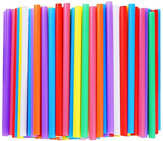 100 PCS Jumbo Smoothie Straws, Colorful Disposable Plastic Large Wide-mouthed Milkshake Straw (0.43" Diameter and 8.2" long)