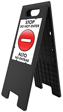 Headline Sign 5694 Customizable Floor Tent Sign with 2 Double-Sided Inserts and 2 Protective Covers, Black, 10.5 x 25 Inches (5694)