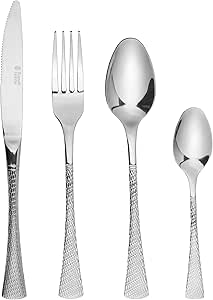 Russell Hobbs RH02229EU7 Milan 16 Piece Cutlery Set - 18/10 Stainless Steel, Table Utensils for 4 People, Unique Design, Includes Knives/Forks/Dessert Spoons/Teaspoons, 50 Year Guarantee