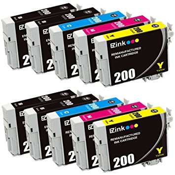 E-Z Ink (TM) Remanufactured Epson 200 T200 T200120 Ink Cartridge Replacement (4 Black, 2 Cyan, 2 Magenta, 2 Yellow) 10 PACK Compatible with XP-200 WF-2540 XP-300 WF-2530 XP-410 WF-2520 XP-400 XP-310