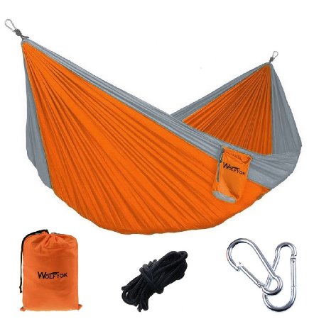 Portable Camping Hammock [3rd Generation] Wolfyok(TM) Multifunctional Lightweight Nylon Parachute Hammock, Travel Outdoor Hammock