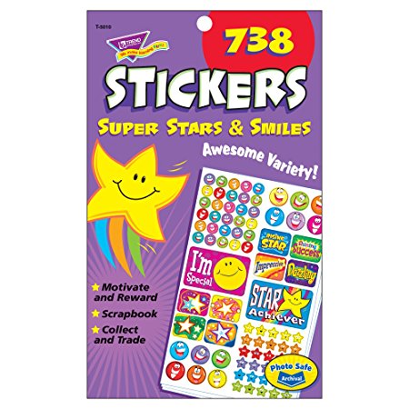 TREND Sticker Assortment Pack, Super Stars and Smiles, 738-Pack (T5010)