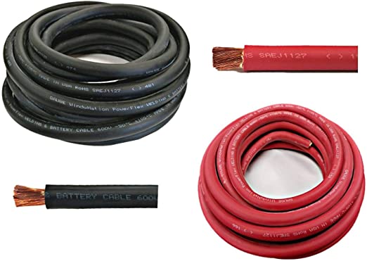 WNI 6 Gauge 20 Feet Black 20 Feet Red 6 AWG Ultra Flexible Welding Battery Copper Cable Wire - Made In The USA - Car, Inverter, RV, Solar
