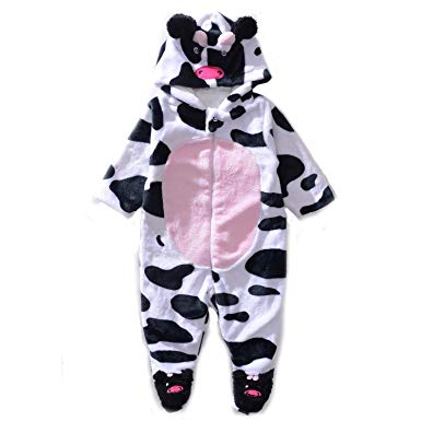 Exemaba Baby Fleece Onesie Boys Girls Toddler Warm Winter Outfits Halloween Cow Cosplay