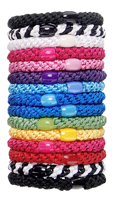 L. Erickson Grab & Go Ponytail Holders, Carnival, Set of Fifteen - Exceptionally Secure with Gentle Hold