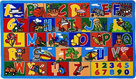 Kids Rug ABC-1 Numbers & Alphabet Educational Area Rug 5x7 (Approx : 4'11" X 6' 10") Non Slip Gel Backing