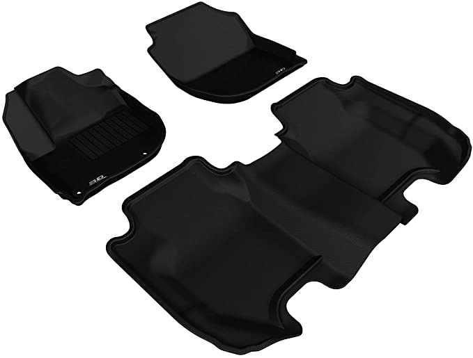 3D MAXpider Complete Set Custom Fit All-Weather Floor Mat for Select Honda Fit Models - Kagu Rubber (Black)