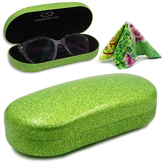 Large hard shell eyeglass case large sunglasses case w/cloth by MyEyeglassCase