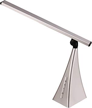 V-LIGHT LED Energy-Efficient Pyramid Style Desk Lamp with USB Charging Port and 3-Level Touch Dimming Switch, Silver (VSLD363SN)