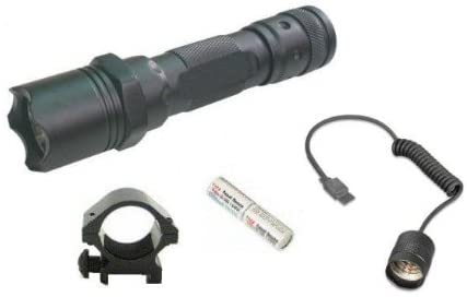 Ultimate Arms Gear Tactical 130  Lumens L.E.D. Military Flashlight Shotgun Rifle Paintball Airsoft LED Tac - Light Kit Includes: Weaver-Picatinny Ring Mount, Remote Pressure Switch Cord , Push Button Tail Cap, And Batteries