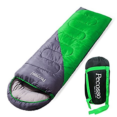 Pecosso Ultralight Sleeping Bag : Outdoor Warming Compression Sack - Comfort, Lightweight, Waterproof, 3-4 Season Packable Bag for Camping, Travel, Backpacking, Hiking Fit Kid/Men/Women