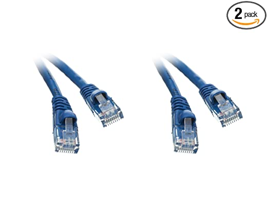 Cat6 2-Foot Snagless/Molded Boot Ethernet Patch Cable, 2-Pack, Blue (CNE59362)