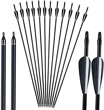 IRQ 32inch Fiberglass Arrows Targeting Practice Adjustable Nocks Screw in Replaceable Arrow Tips for Compound Recurve Bow