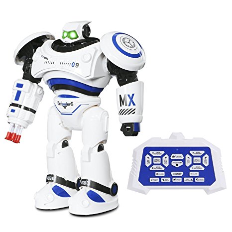 SGILE Large Humanoid Self-programming Robot Toy Robocop, Walks Glides Singing Dance Rechargeable X-man with LED Flashing Lights and Sounds, Creative Intelligent Fun Toy Gift Present for Kids (Blue)