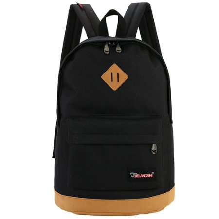 Deercon Women Canvas Backpack Satchel Rucksack Shoulder Bag Travel School Bag(Black)